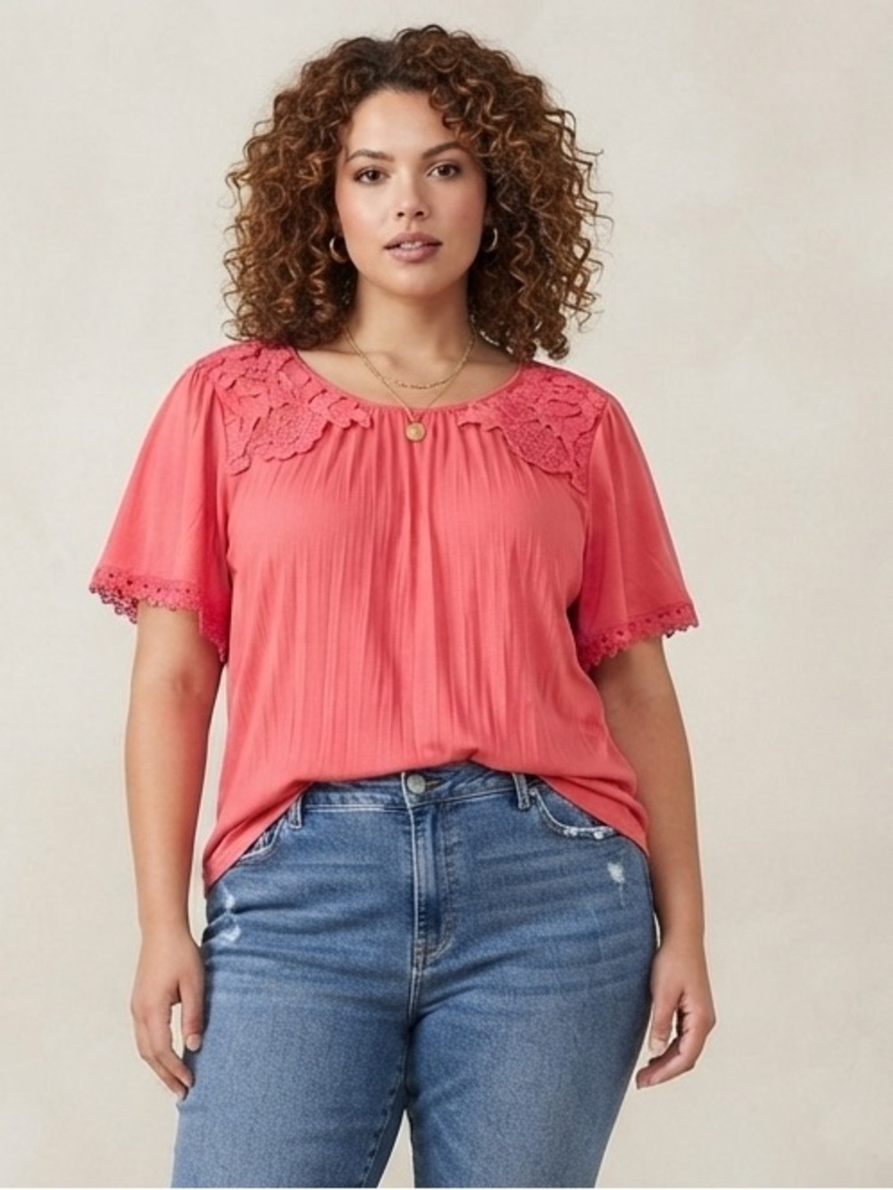 80 Park By Design Short Flounce Sleeve Scoop Neck